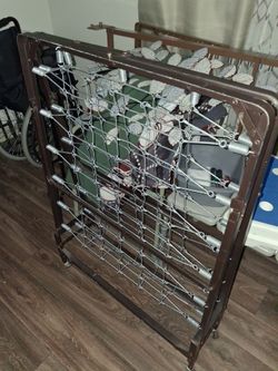 Folding Metal Bed Frame with Spring Mesh