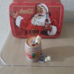 Coca-Cola Santa Red Tin Box with Ornament Inside