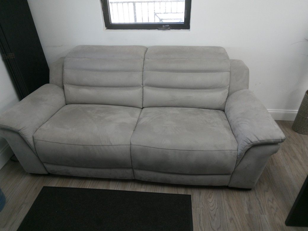 Sentinel Light Gray Micro Power Recliner Sofa