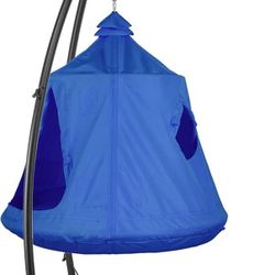 X-Shaped Hanging Tree Tent w/Swing Chair,Hammock Chair Stand Canopy w/Steel Frame,Indoor Outdoor Egg Basket Patio Seat w/Adjustable Solid Stand,Bedroo