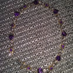 Amethyst Diamond .10k Gold Braclet.