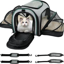 *NEW* Minthouz Cat Carrier, Four-side Expandable Pet Carrier Airline Approved Dog Carrier with Safty Leash and Shoulder Strap, Collapsible