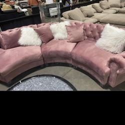 Round Sectional Sofa Pink Black 