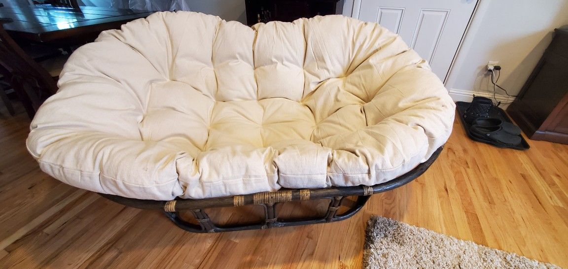 Rattan Double Papasan Chair Frame & Cushion World Market