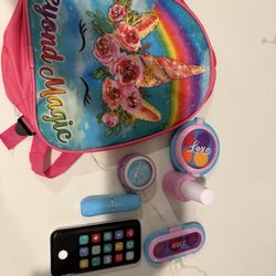 Kids Back Pack With Pretend Play Makeup, $7, Like New