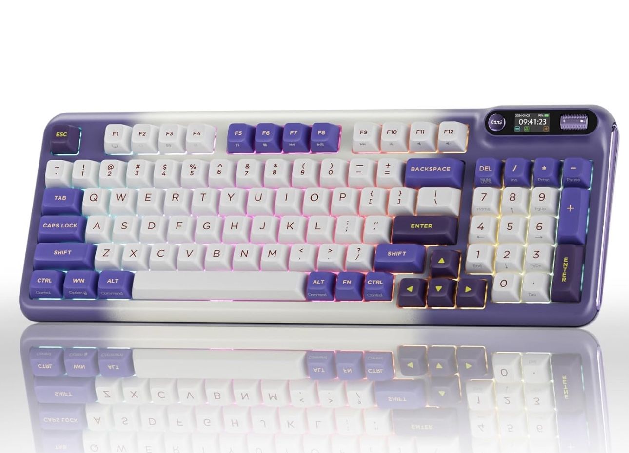 Z98 Creamy Keyboard, 94 Keys Wireless Mechanical Keyboard with Smart Display & Knob, Tri-Mode Connection
