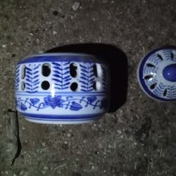 Silvestri Porcelain Votive Candle Holder/ Potpourri Pomander Lidded Reticulated Handcrafted Jar