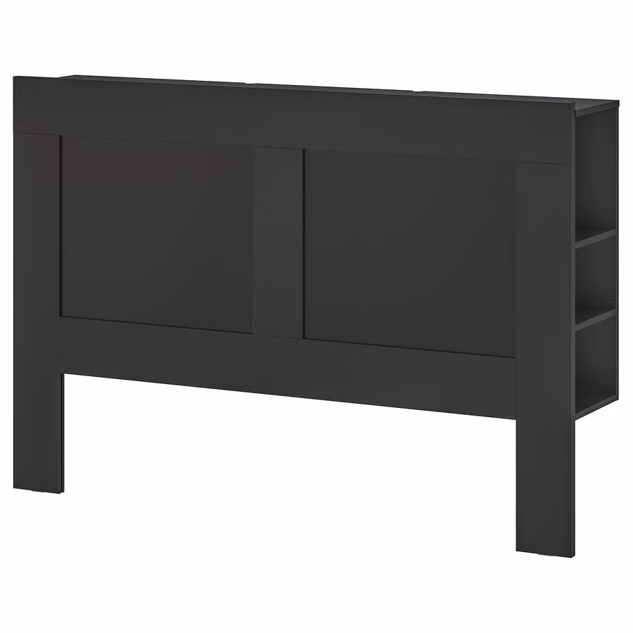 Black queen Headboard With Shelving