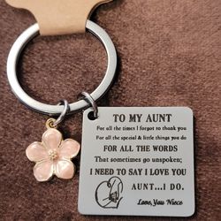 Aunt Keychain. Auntie. Niece. Best Auntie Gift. I Love You Aunt. Birthday Gift. Mother's Day Gift. 