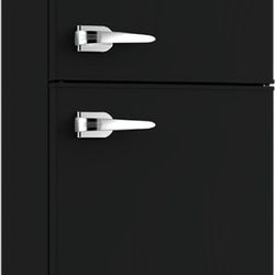 Black Retro Mini Fridge With Freezer. Never Opened! 