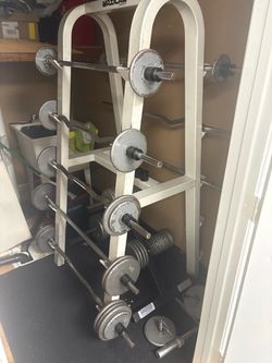 Ez bar and straight bar with weights