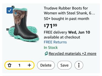 Rubber Boots for Women with Steel Shank, 6mm Neoprene Mid Calf Rain Boots,