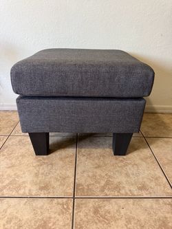 Dark Grey Fabric Accent Cube Seat Stool Ottoman 21x21x18