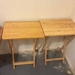 3 Wooden Tv Dinner Stands And Wooden Bar Stool