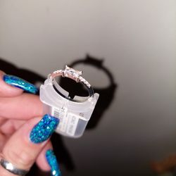 Sterling Silver  NEW with CZ Ring. Size SMALL