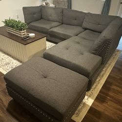 L Shaped Couch with Ottoman 