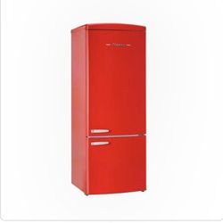 50% OFF - UNIQUE Retro 28" Fridge 16.7 cu ft Bottom Freezer Candy Apple Red