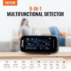 Air Quality Monitor 9-IN-1, CO2, Temperature, Humidity, Formaldehyde TVOC AQI Tester, Professional PM2.5 PM10 PM1.0 Particle Counter for Indoor/Outdoo