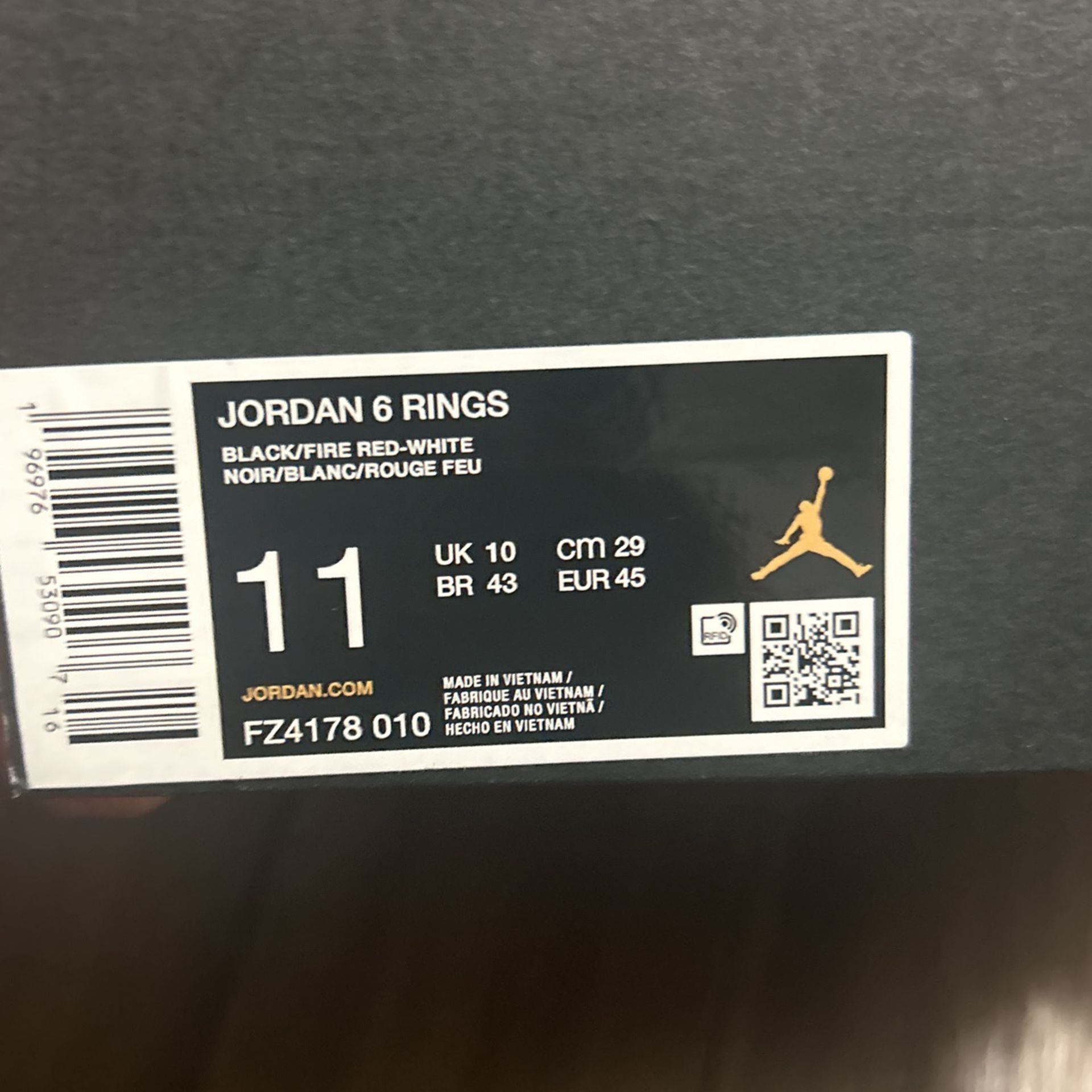 Jordan 6 Rings Brand New Size 11