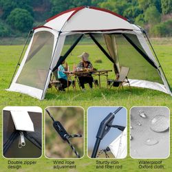 A165 $95  12x12 Ft Screen House Tent - Instant Pop Up Mesh Canopy Shelter with Waterproof & Sunshade Roof, Easy Setup for Camping, Backyard, Beach, Pi