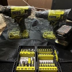 Ryobi Drill  And Impact Driver Set With Bit Set.