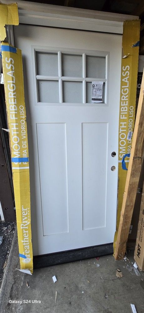 36 in. x 80 Fiberglass Prehung Left-Hand Front Door