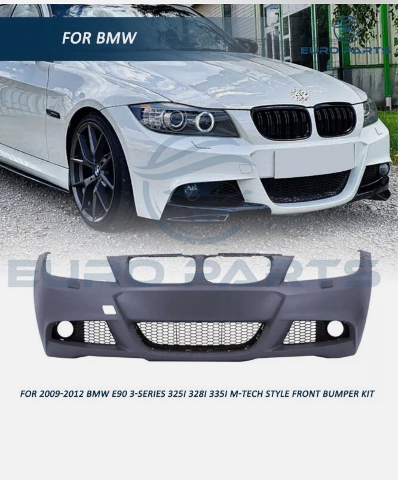 For 09-12 BMW E90 3-Series 325I 328I 335I M-Tech Style Front Bumper Kit