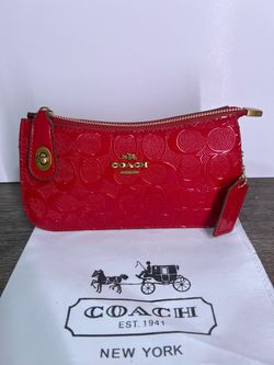Coach Red Patent Leather Signature Wristlet