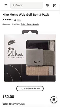 Nike Men's Web Golf Belt 3-Pack