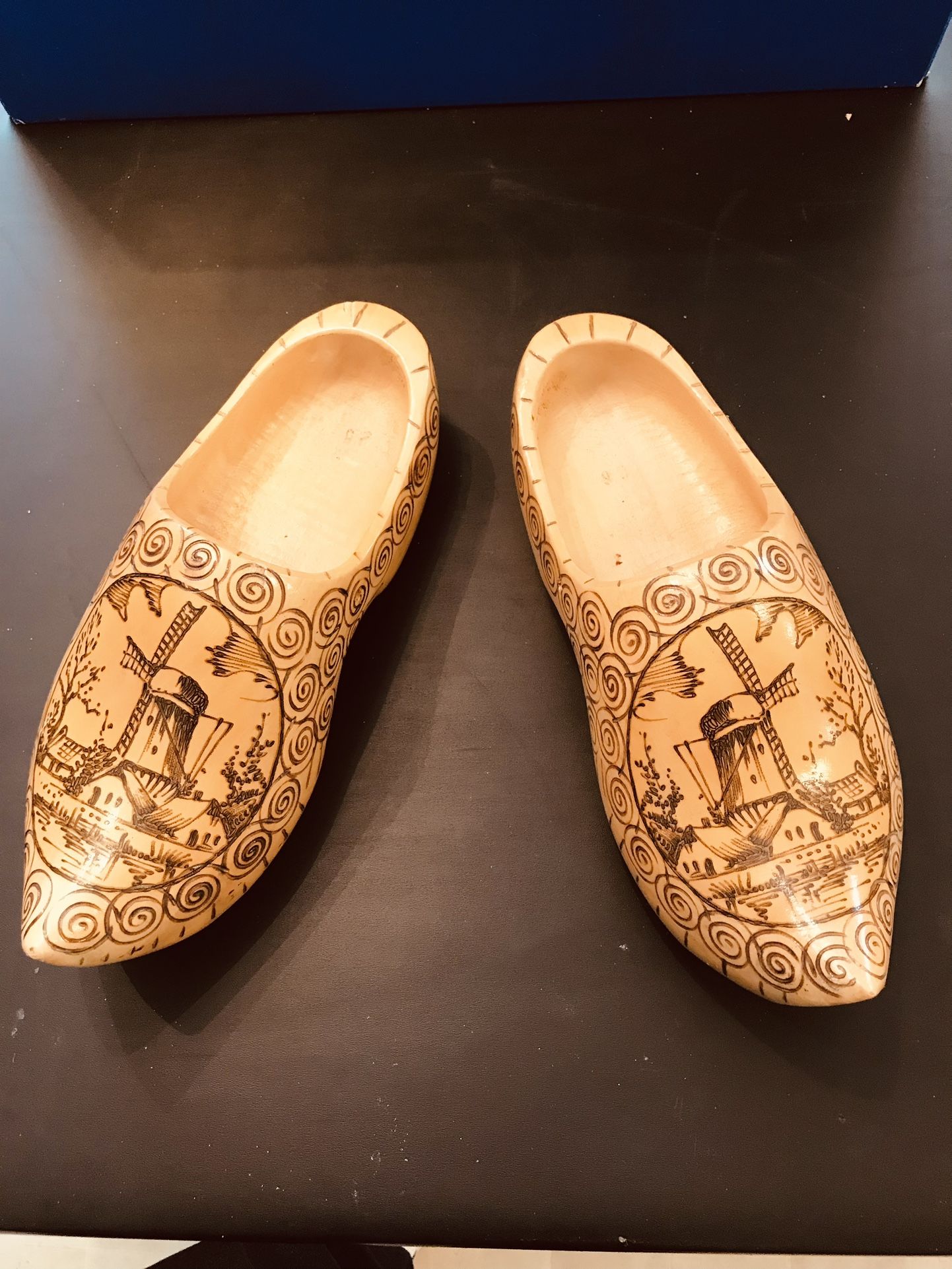 Vintage Dutch Wooden Clogs Holland Wooden Shoes , Windmill