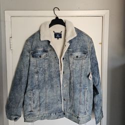 Men's Jacket Denim Sherpa Large  Chamarra 