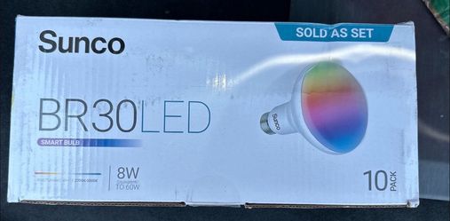 Sunco BR30 Smart LED Light Bulbs RGB + Tunable White 8W (60W Equivalent) 10-Pack New