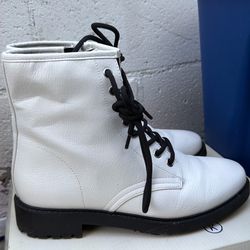 White and black boots