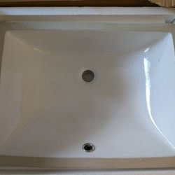 Charleston (E4-BAS-SQ-B2) 20 in. White Rectangular Ceramic Undermount Basin