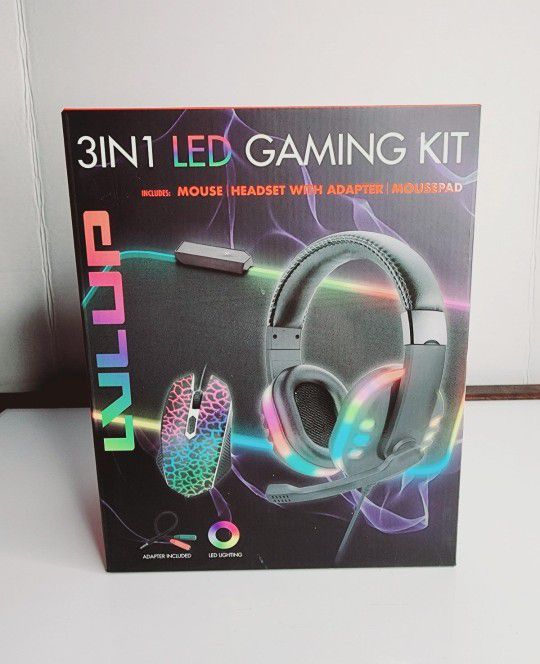LVLUP 3 Piece Light Up Pro Gaming Kit- mouse/ headset/ mousepad