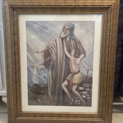 Vintage Religious Framed Folk Art Antique