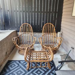 Bamboo Chairs and Footrest