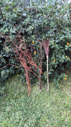 Halloween Decorations Creepy wood and broomTraditional Natural Straw Broom
