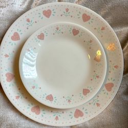 Plates- Corelle "Forever Yours" w/pink hearts and flowers