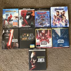 Various Marvel, Star Wars, Joker Movies