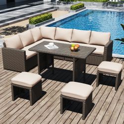 6 - Person Modular Patio Conversation Sets with Cushions