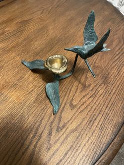 Brass Hummingbird Candle Holder