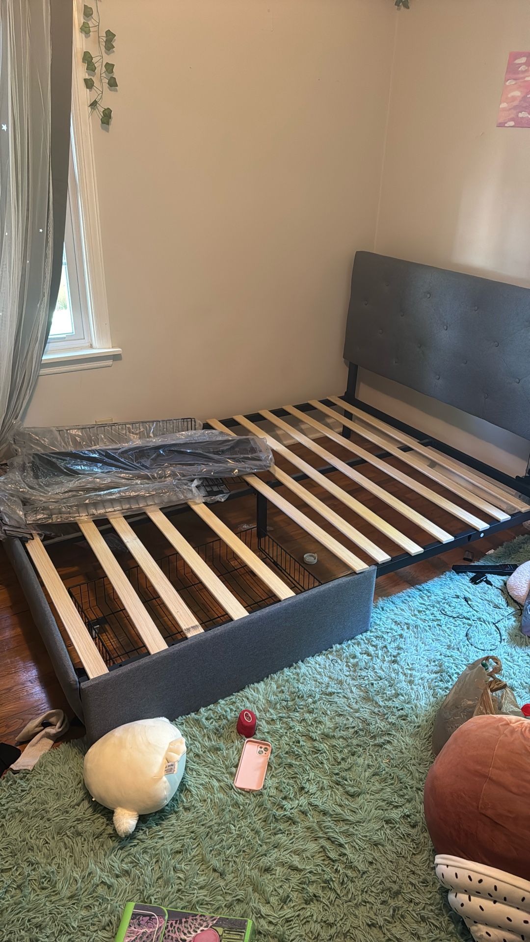 Full Size Gray Bed Frame (perfect for college students)