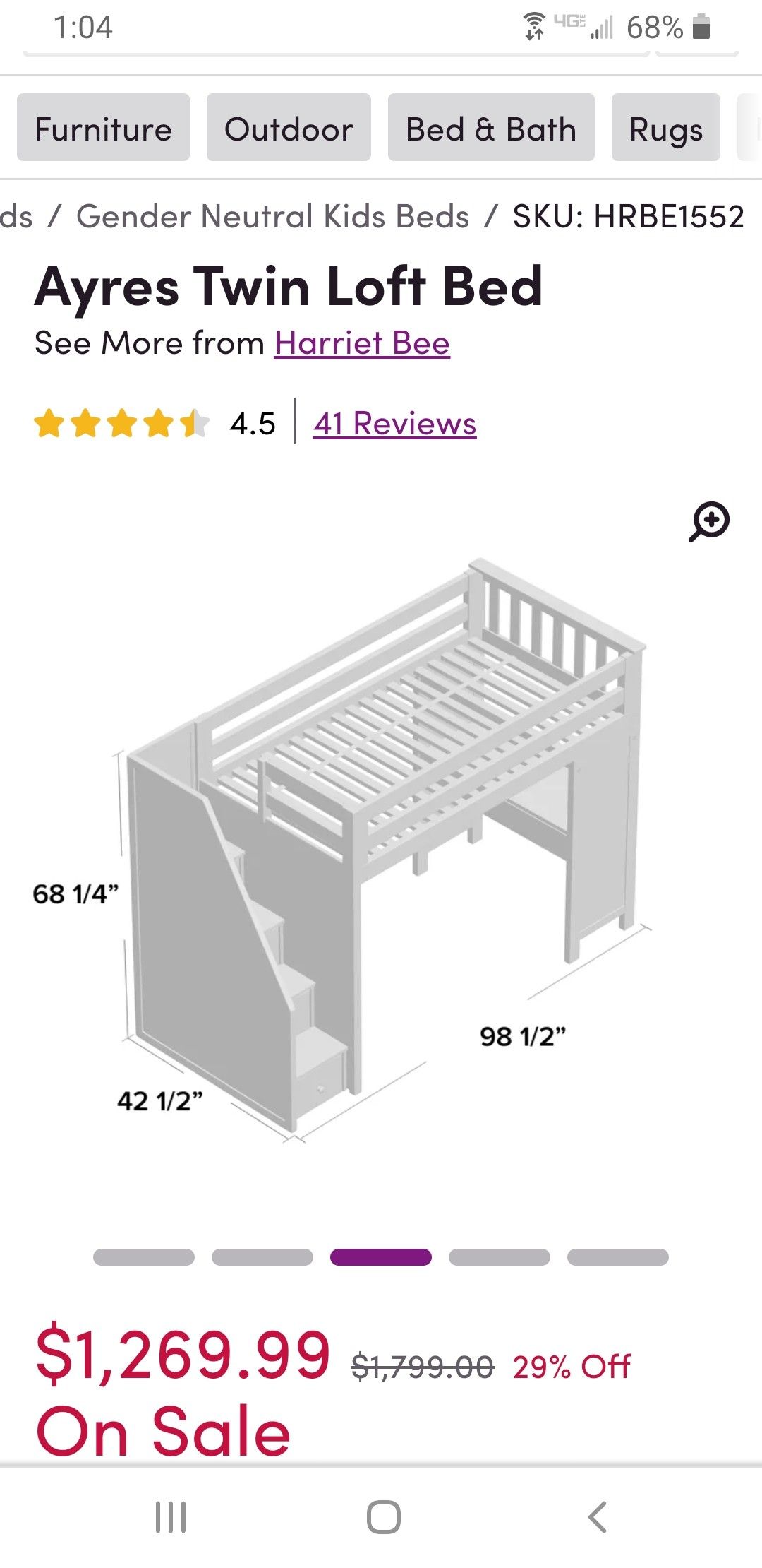 Twin loft bed with desk and side stairs with drawers