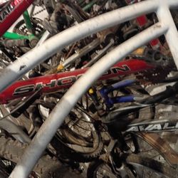 Antique Used Damaged Bicycles For Parts And Restoration