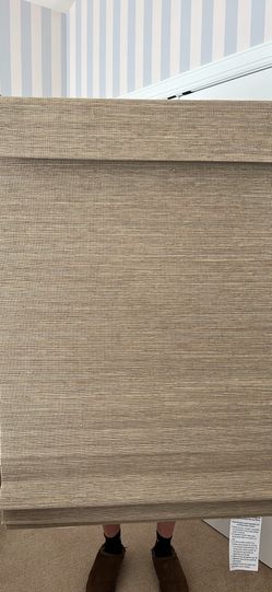 PAIR OF WOVEN WOOD SHADES (BRAND NEW)