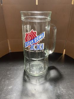 1987 NFL Super Bowl XXI Glass mug Fisher Peanuts promo