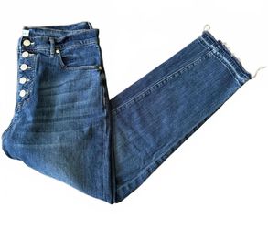 Ann Taylor LOFT The Skinny Denim Jeans Size 10 Cutoff Fringe Streetwear Grunge
