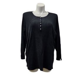 Roaman's Size 2X Black Long Sleeve Women's Top