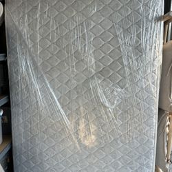 Full Size Mattress, Box Spring And Metal Bed Frame